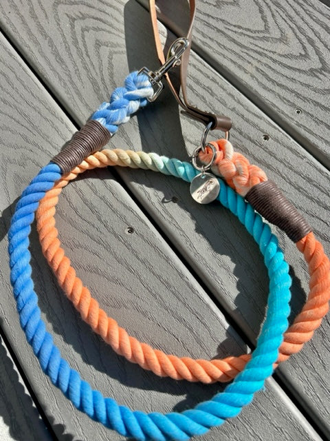 Copy of The Ultimate Nautical Leash with Nickel Clasp with Leather strap handle (New)