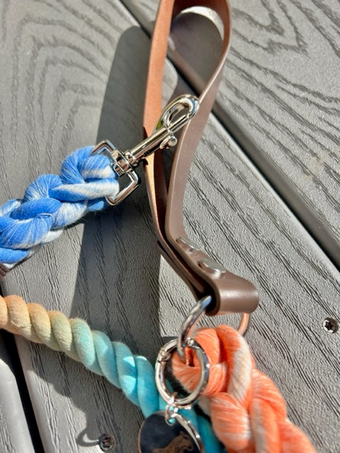 Copy of The Ultimate Nautical Leash with Nickel Clasp with Leather strap handle (New)